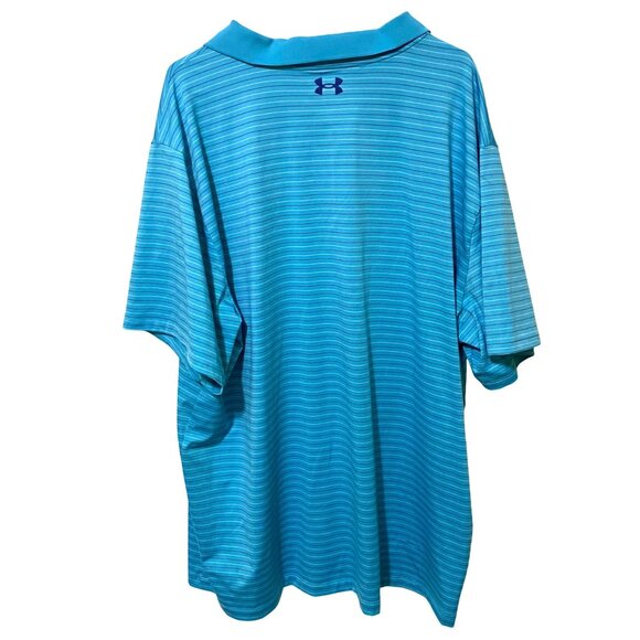 Under Armour Mens Polo Shirt 4XL Blue Pinstripe Preppy Sporty Golf School Casual - Picture 3 of 6